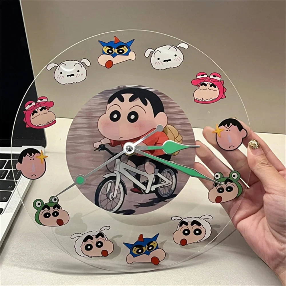 Kawaii Crayon Shin-Chan Acrylic Desktop Clock | Simple Wall Hanging Decor