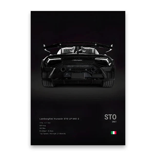 Modern Supercar Poster Set | Unframed Canvas Wall Art Print Birthday Gift