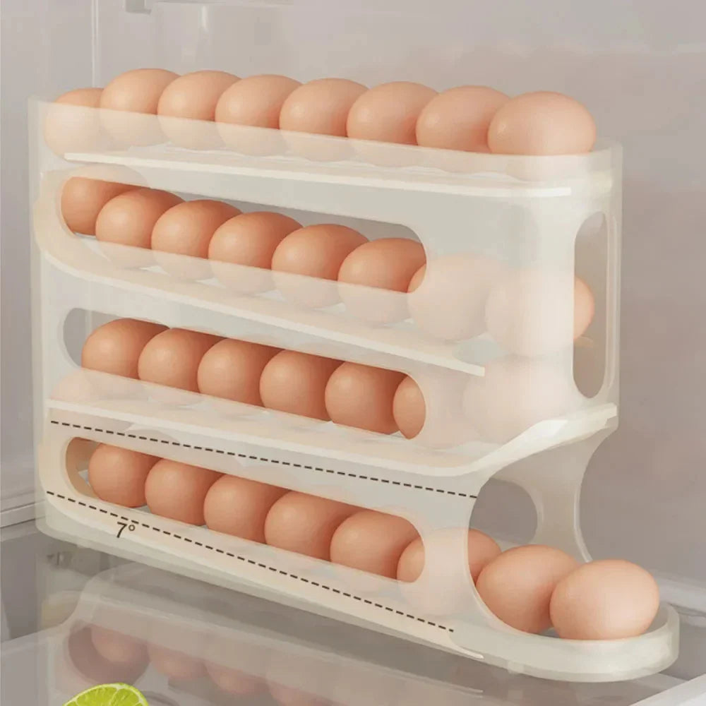 Automatic Rolling Egg Rack | Refrigerator Dispenser & Organizer Box