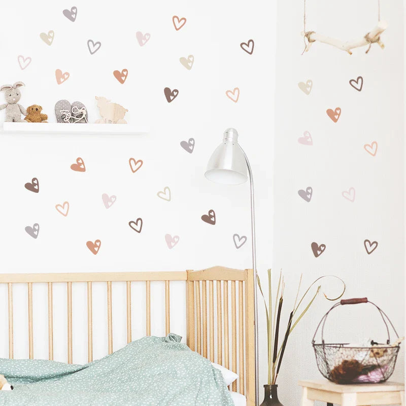 Trendy 36pc Heart Shape Wall Stickers | Boho Decor for Living Room & Kids Room