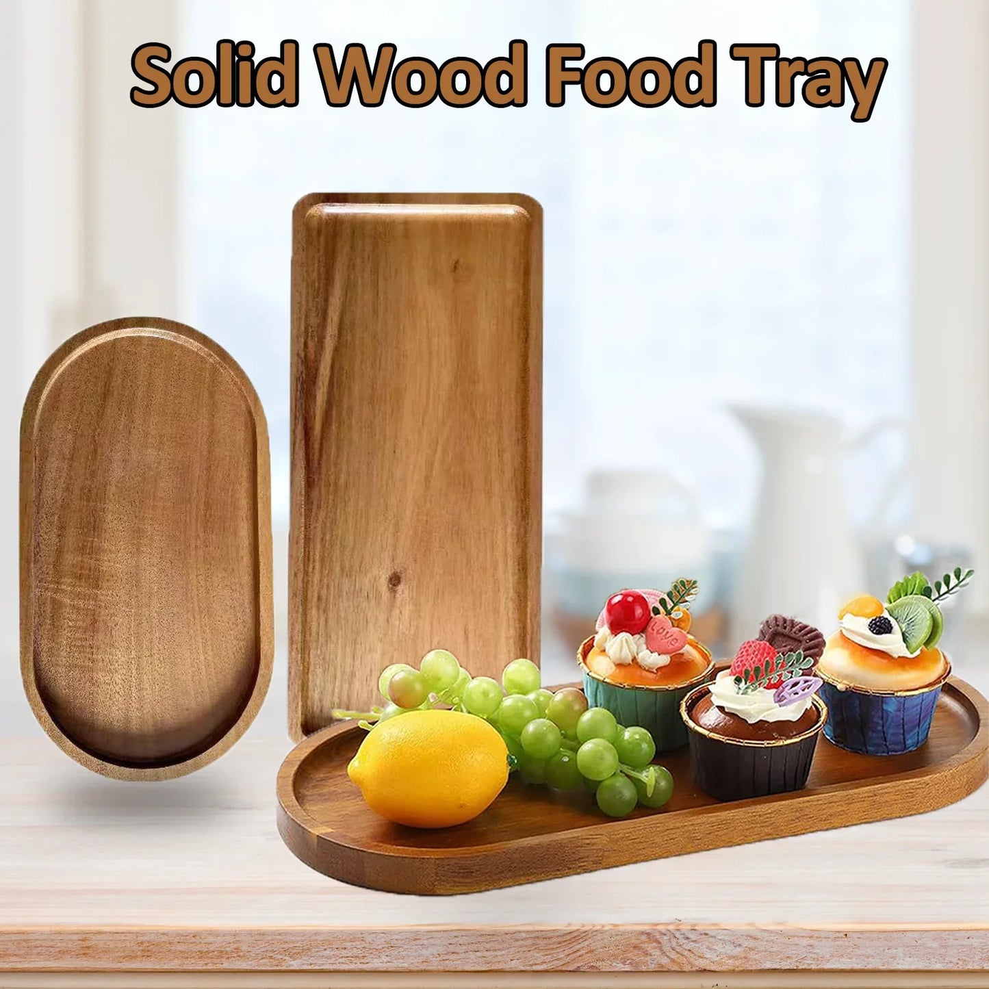 Multipurpose Solid Wood Food Tray | Snack, Fruit, & Bread Board Pallet