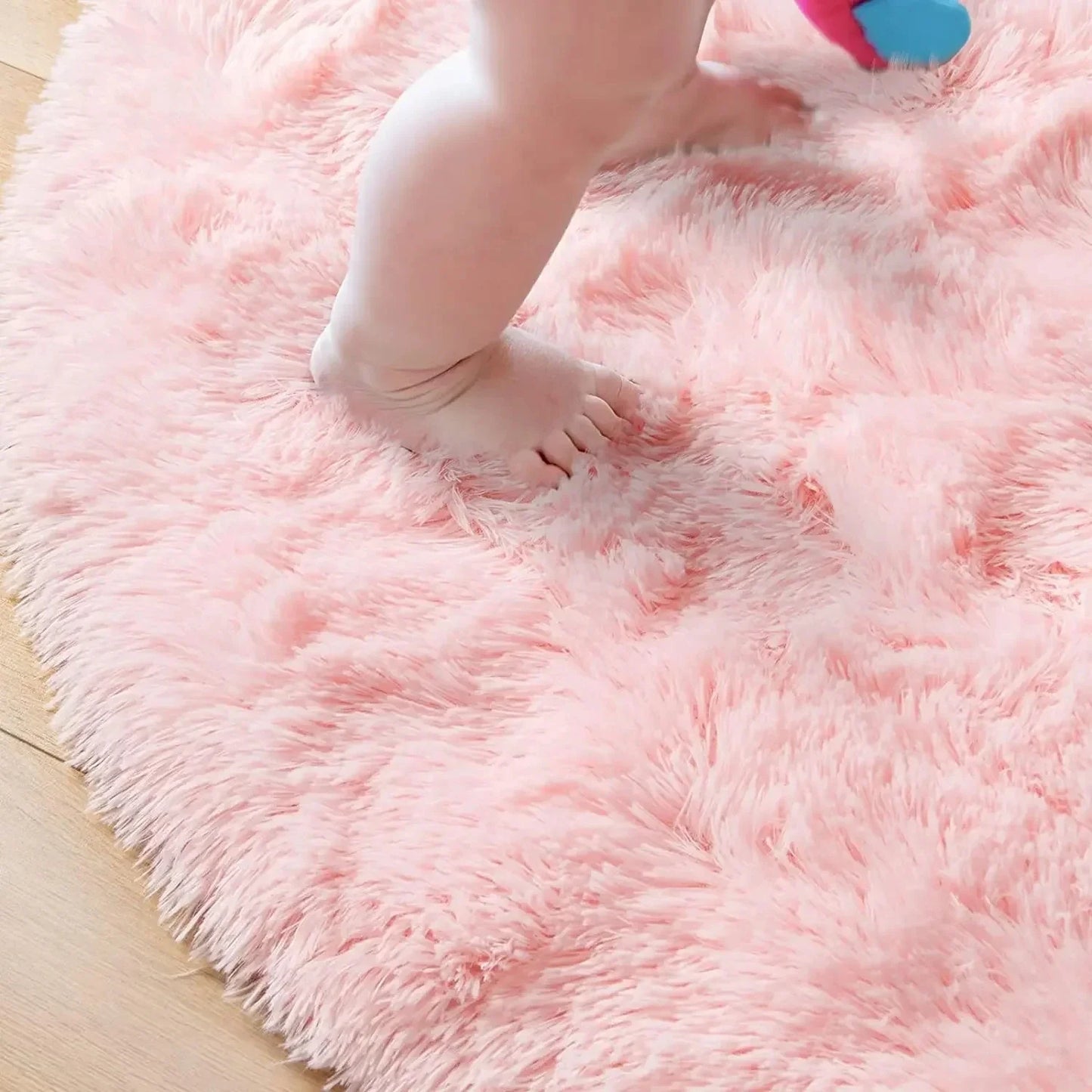 Princess Castle Circle Rug | Cute Soft Shag Plush Carpet for Kids' Room