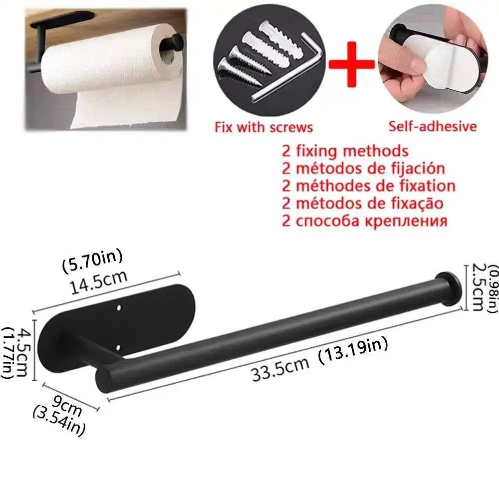Kitchen & Bathroom Adhesive Paper Towel Hanger | Toilet Roll Dispenser