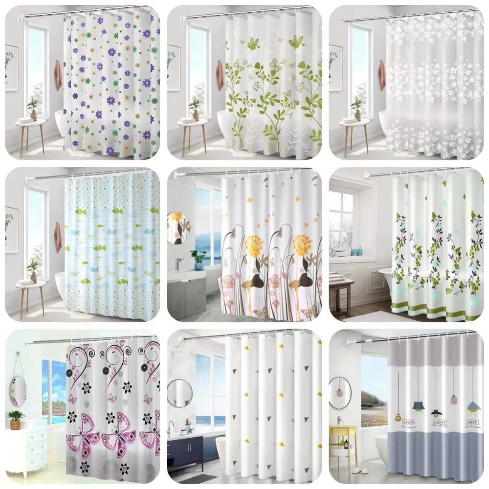High Quality Mildew Proof Shower Curtain | Thickened Printed PEVA with Hooks