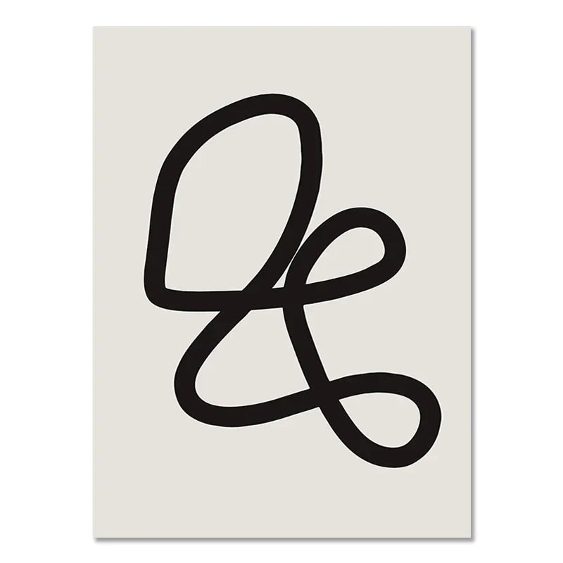 Nordic Black Beige Geometric Wall Art Print | Abstract Boho Canvas Painting