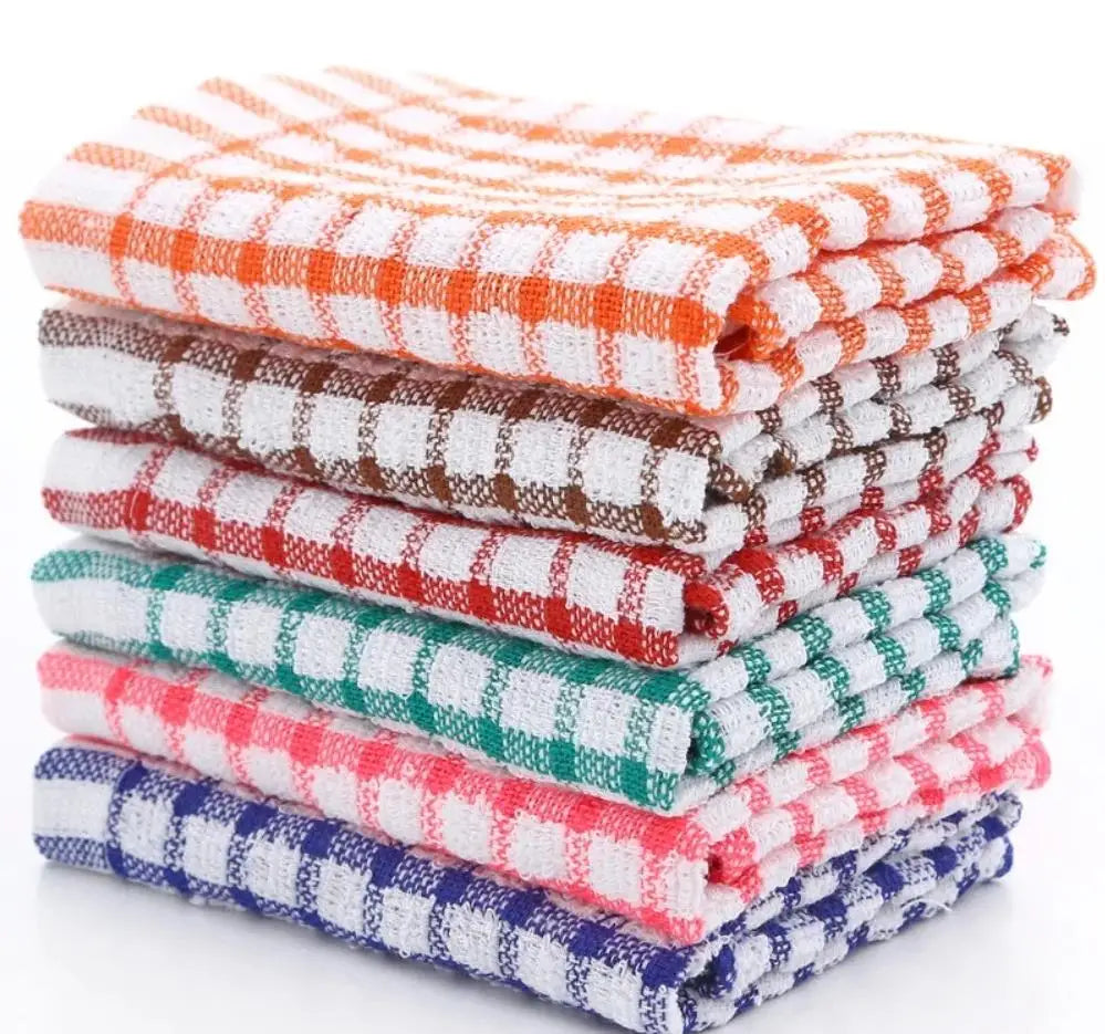 Lint-Free Cotton Cleaning Towels (6PCS) | Absorbent Restaurant Dish Cloths