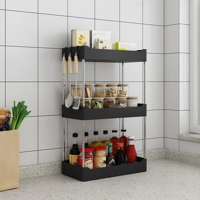 Kitchen Countertop Corner Spice Rack | Multi-Layer Seasoning & Utensil Storage