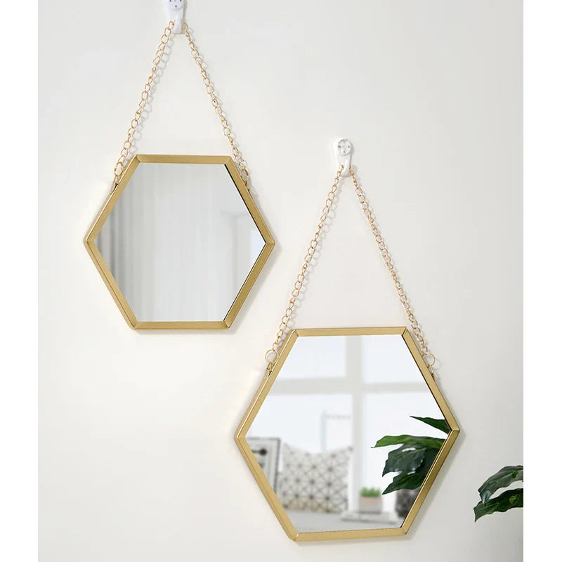 Hexagon Decorative Wall Mirror | Modern Makeup & Bathroom Cosmetic Mirror