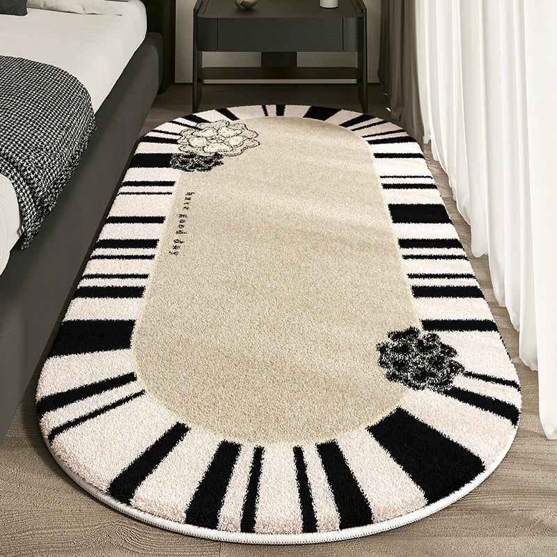 Dirt-Resistant French Small Fragrance Bed Rug | Non-Slip Oval Area Mat