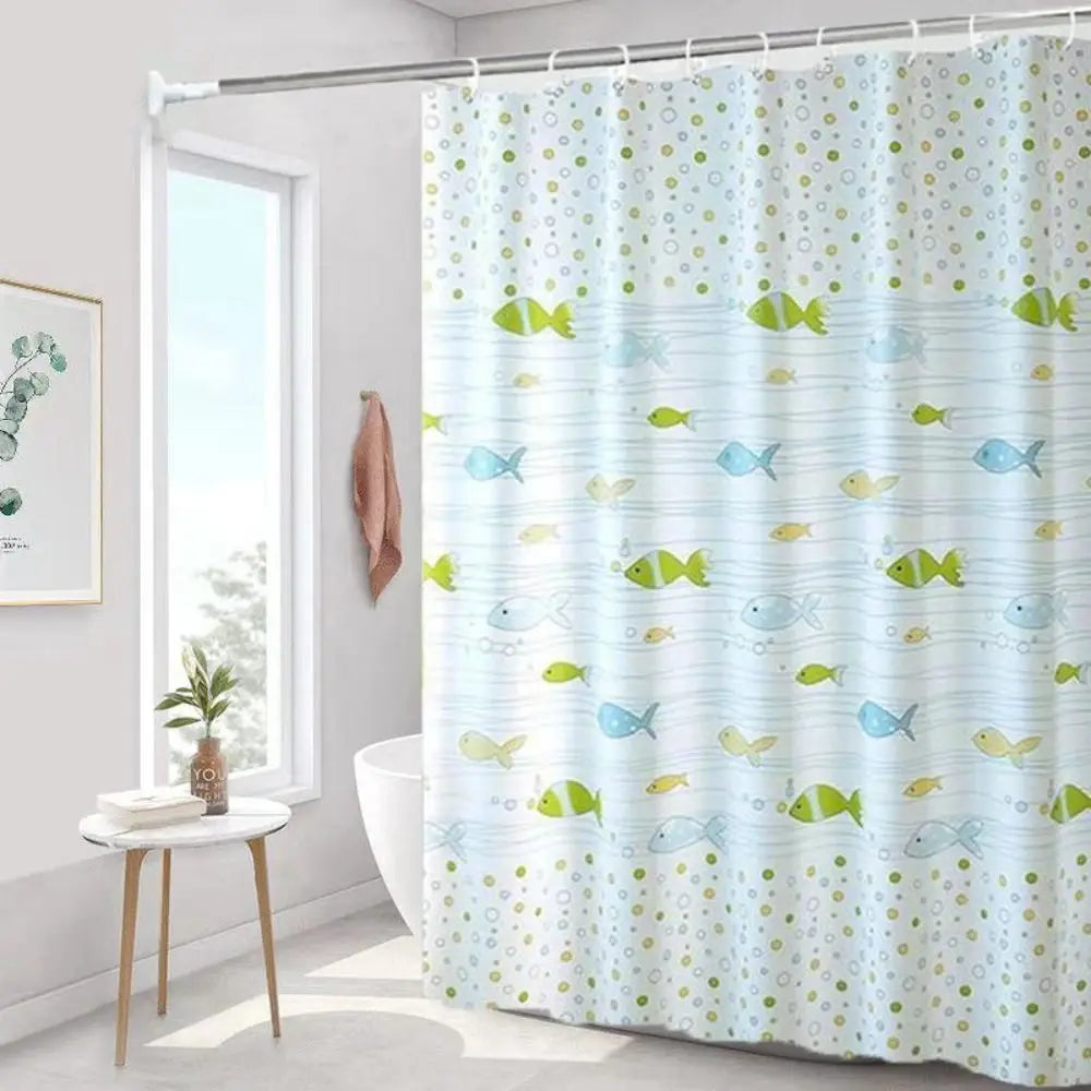 High Quality Mildew Proof Shower Curtain | Thickened Printed PEVA with Hooks