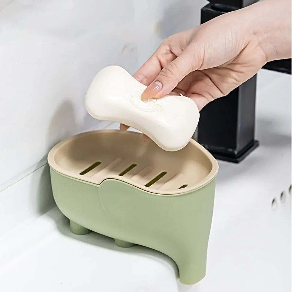 Creative Double-Layer Elephant Soap Holder & Drainer