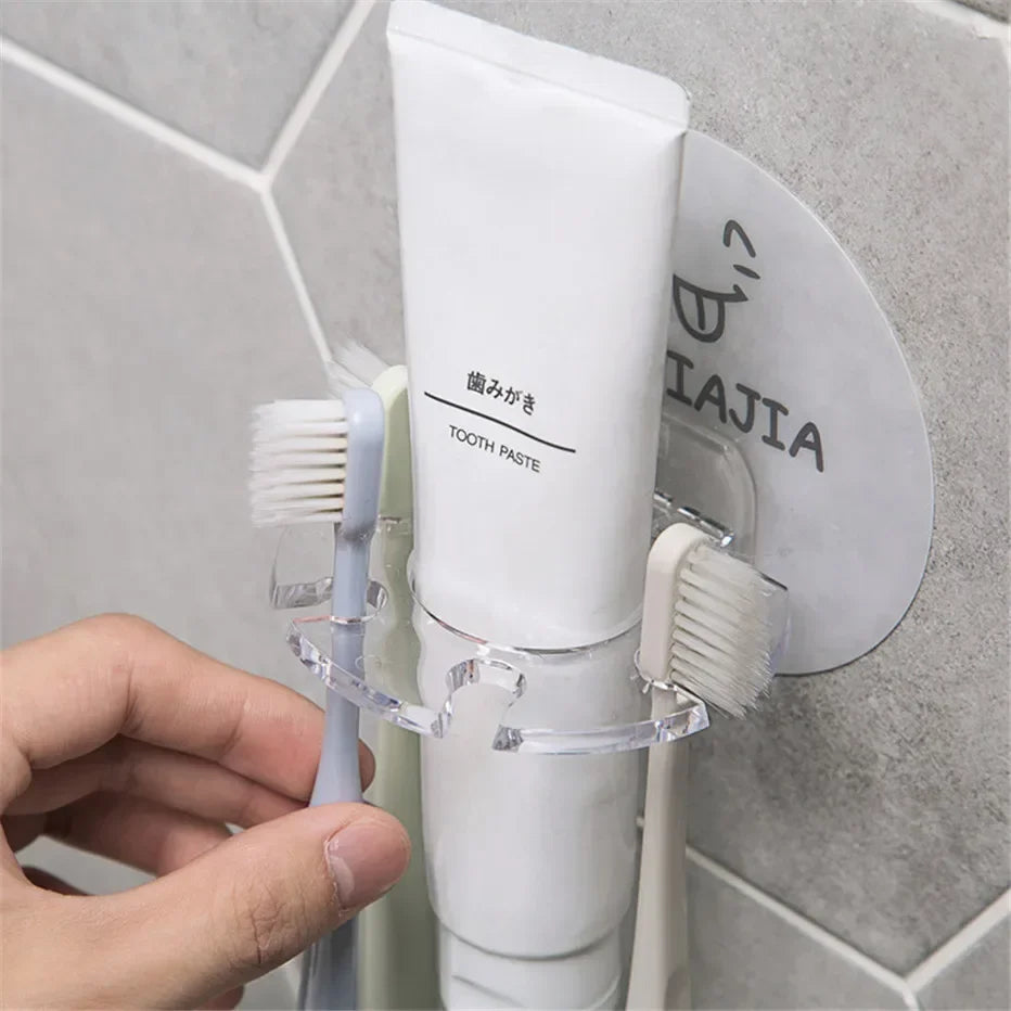 Plastic Toothbrush & Toothpaste Holder | Shaver Storage Rack Dispenser