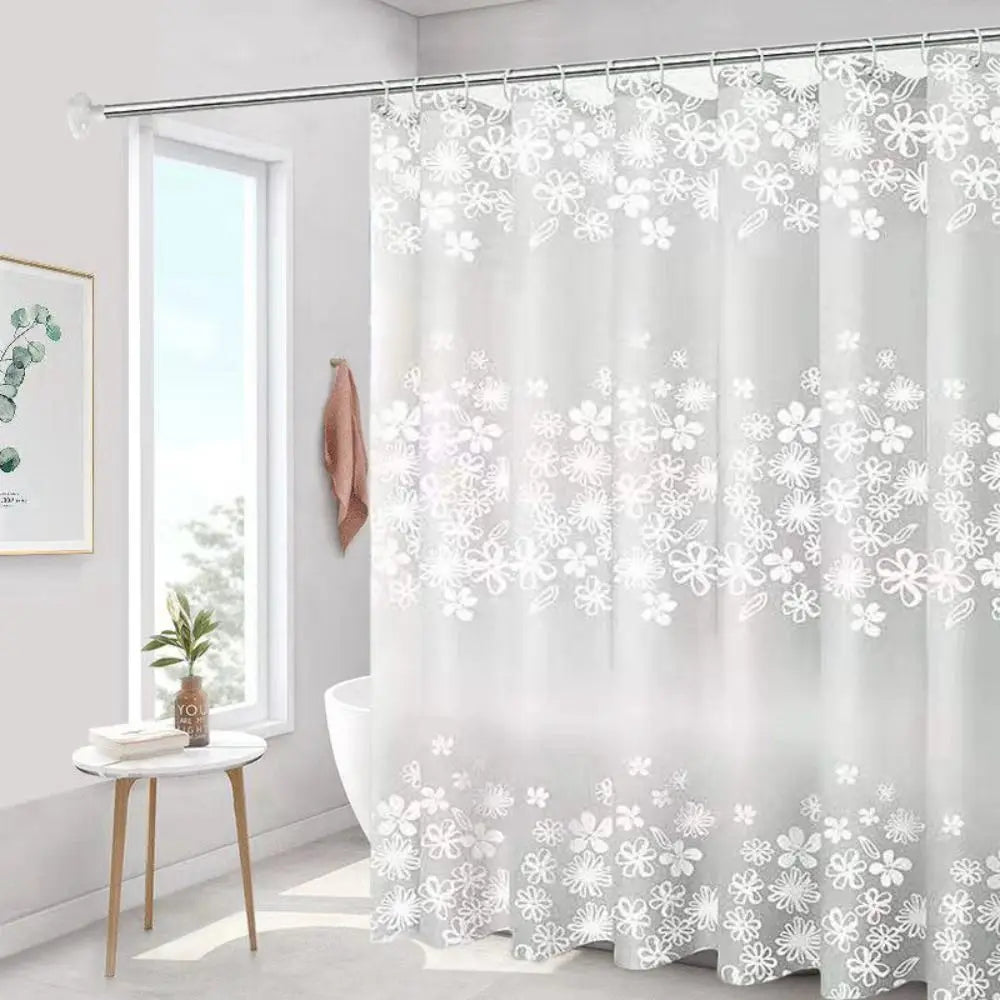 High Quality Mildew Proof Shower Curtain | Thickened Printed PEVA with Hooks