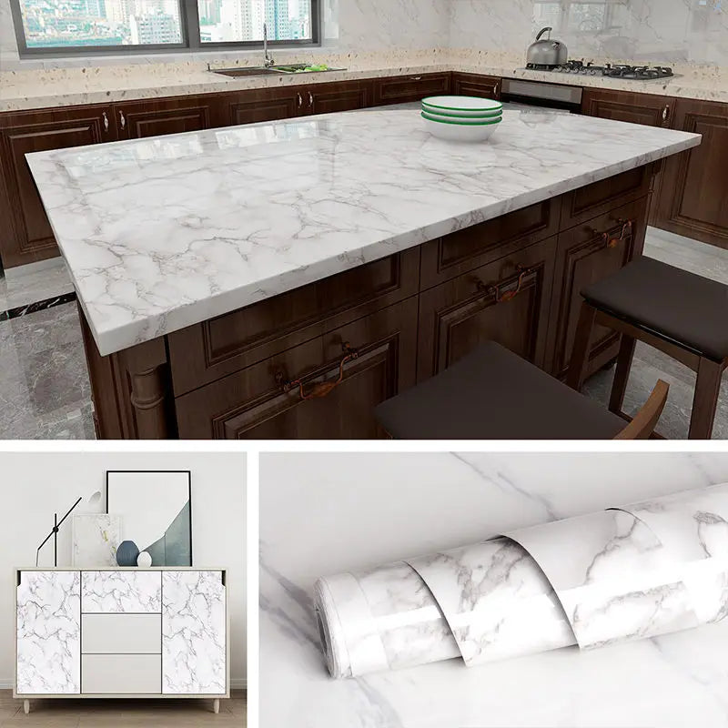 Marble Self-Adhesive Vinyl Film | Waterproof PVC Countertop Wallpaper