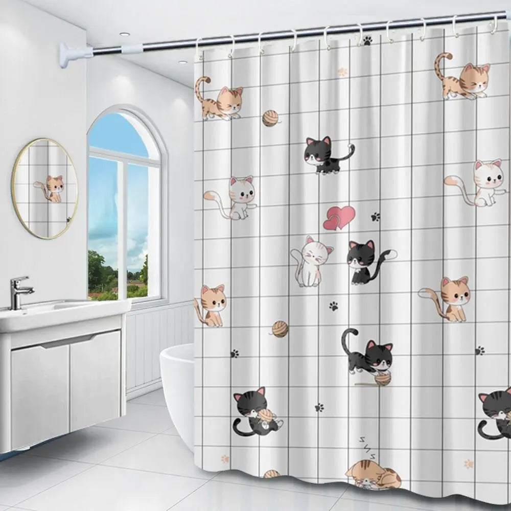 High Quality Mildew Proof Shower Curtain | Thickened Printed PEVA with Hooks