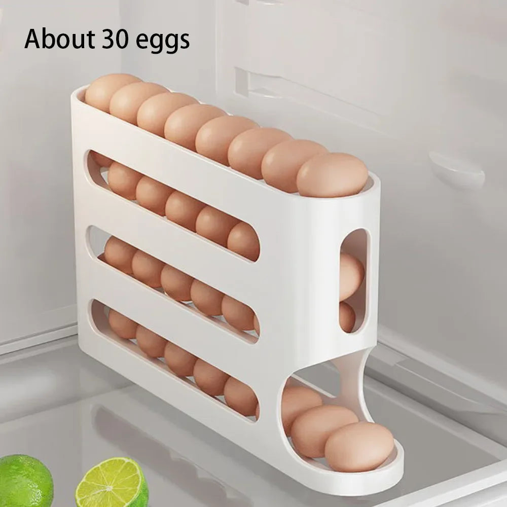 Automatic Rolling Egg Rack | Refrigerator Dispenser & Organizer Box