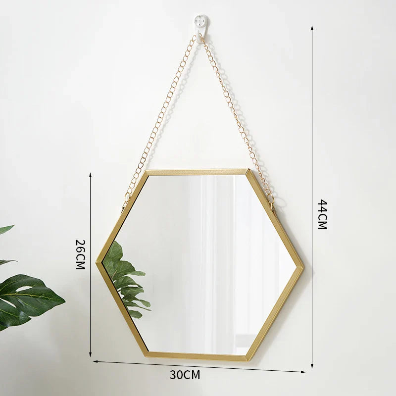 Hexagon Decorative Wall Mirror | Modern Makeup & Bathroom Cosmetic Mirror