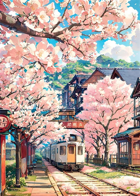 Modern Wall Art Prints | Japanese Street Scenery & Cherry Blossom Canvas