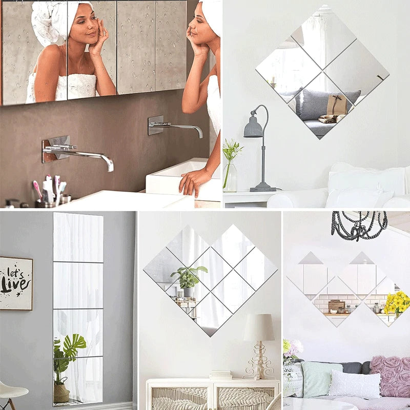 Bedroom 3D Wall Decor | Self-Adhesive Flexible Mirror Sheets (Non-Glass)