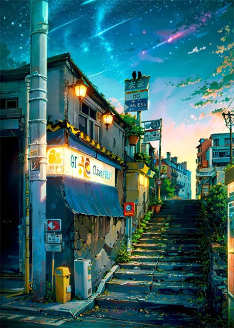 Modern Wall Art Prints | Japanese Street Scenery & Cherry Blossom Canvas