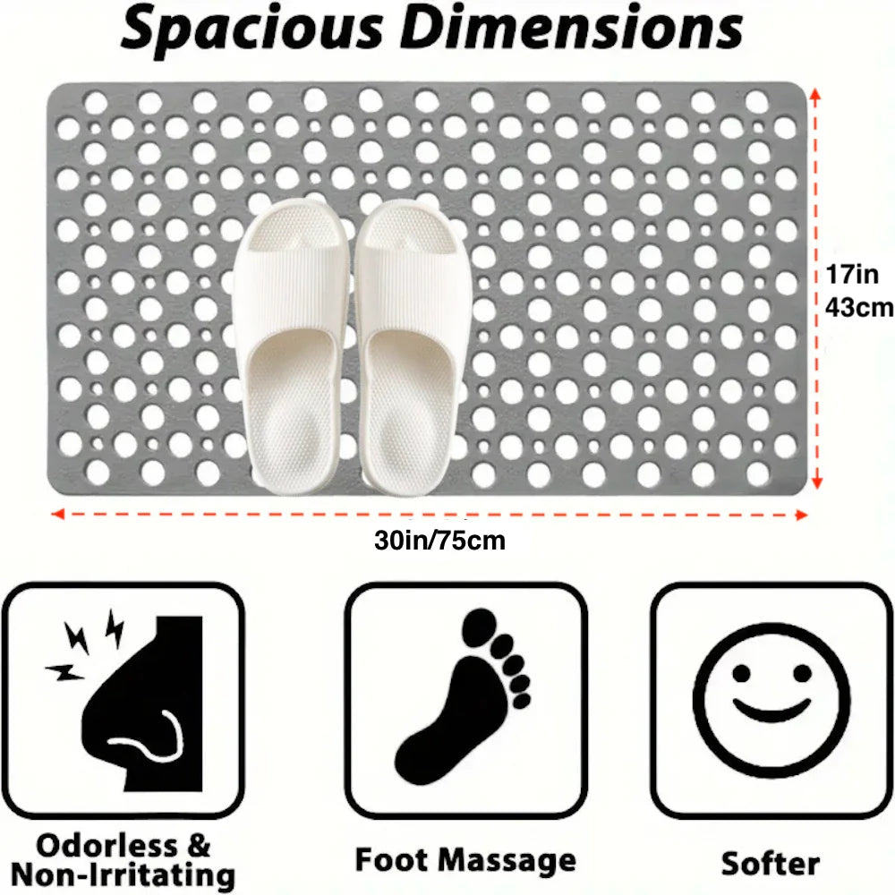 Bathroom Massage Ring Mat (17x30in) | Suction Cup Anti-Slip Quick Drain Rug