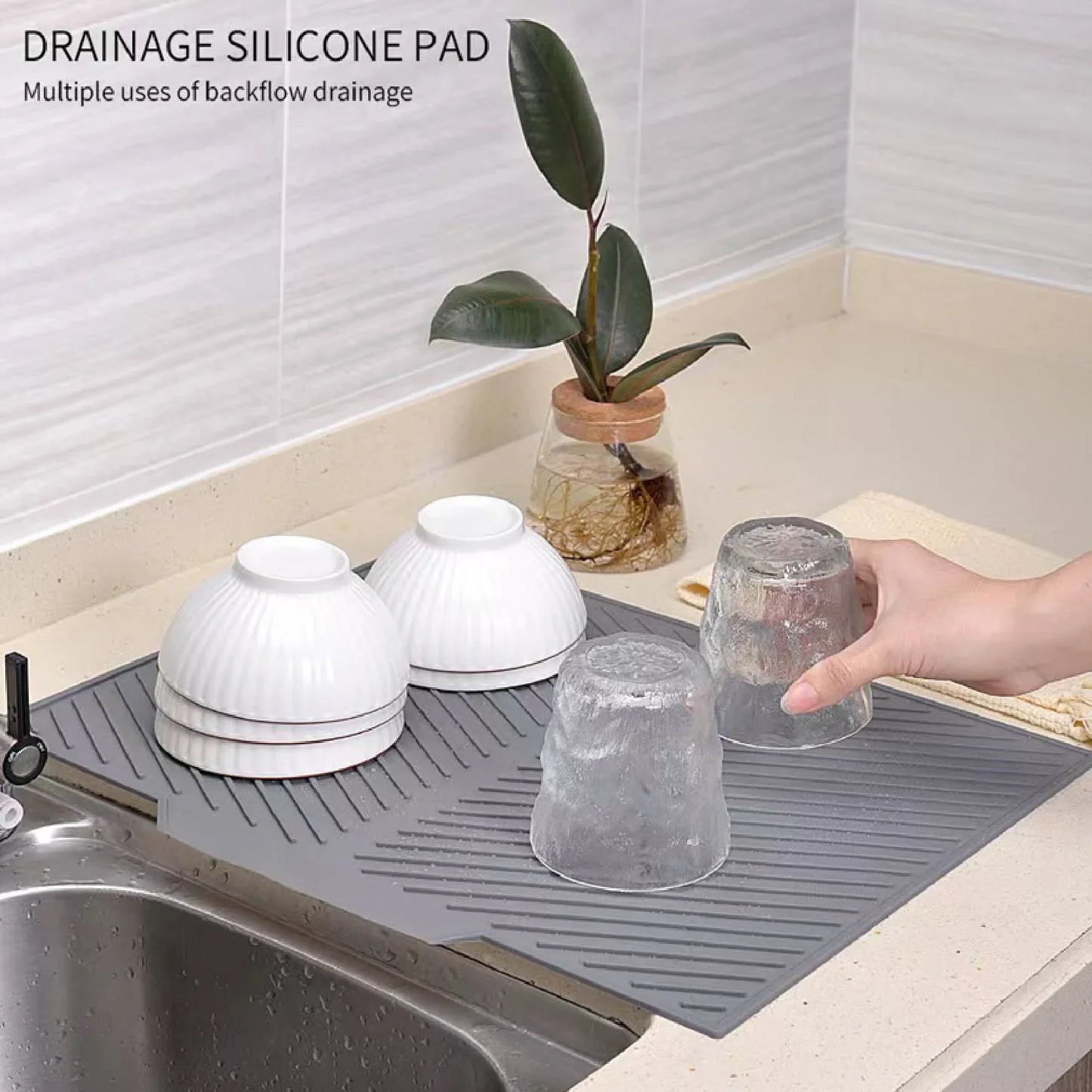 Multipurpose Silicone Drain Mat | Bar Sink & Kitchen Utensil Drying Pad
