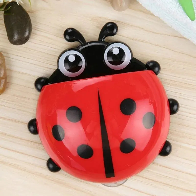 Creative Ladybug Toothbrush Storage Rack | Kids Bathroom Suction Shelf