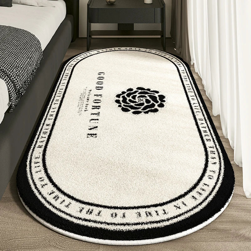 Dirt-Resistant French Small Fragrance Bed Rug | Non-Slip Oval Area Mat