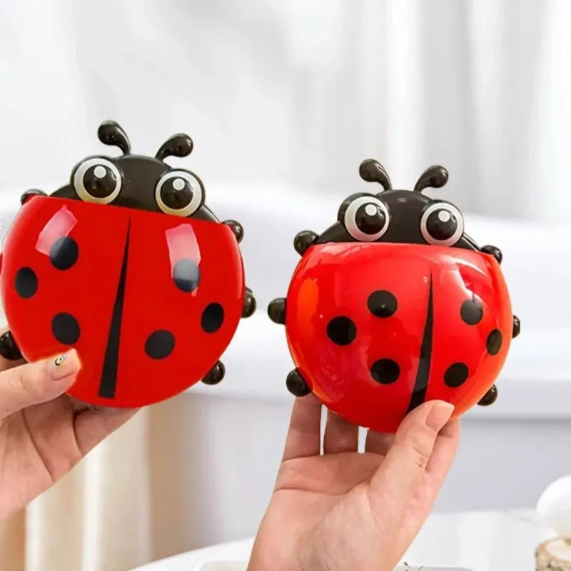 Creative Ladybug Toothbrush Storage Rack | Kids Bathroom Suction Shelf