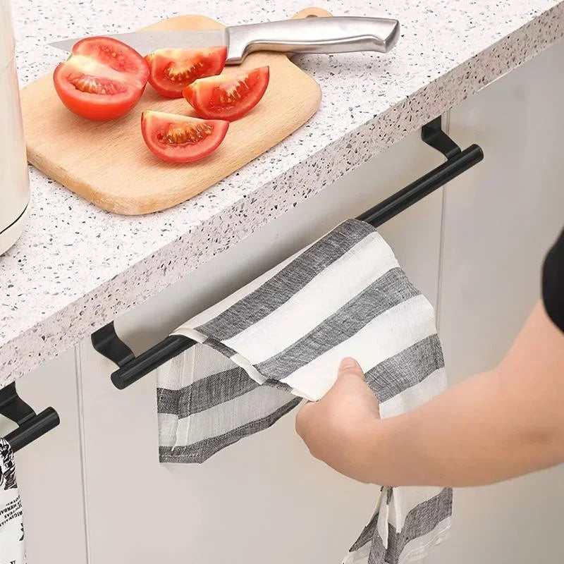 Space-Saving Metal Towel Hanger | Cabinet Door/Bathroom Storage Rack