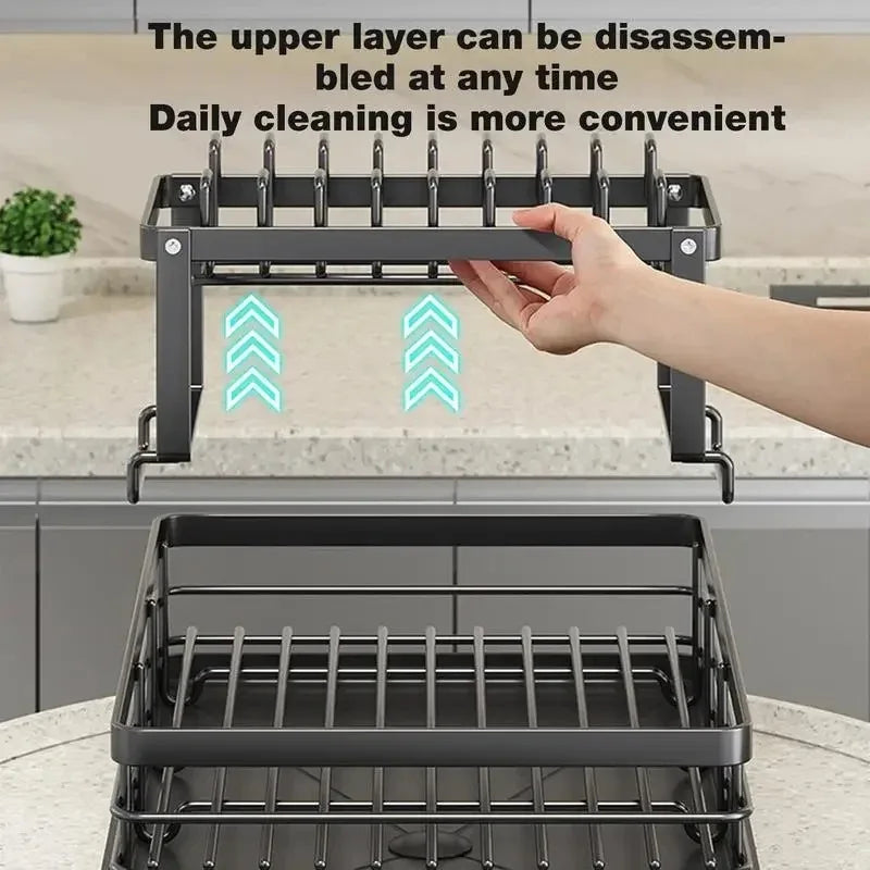 Adjustable Dish Rack & Drainboard Set | Countertop Cutlery Storage Holder