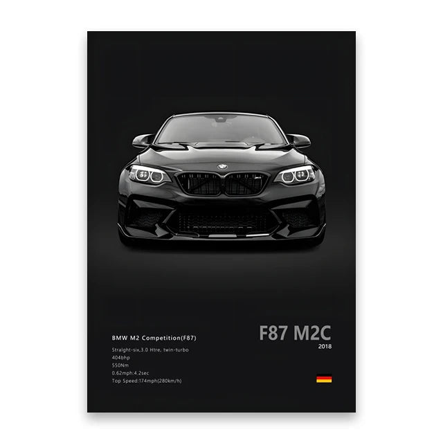 Modern Supercar Poster Set | Unframed Canvas Wall Art Print Birthday Gift