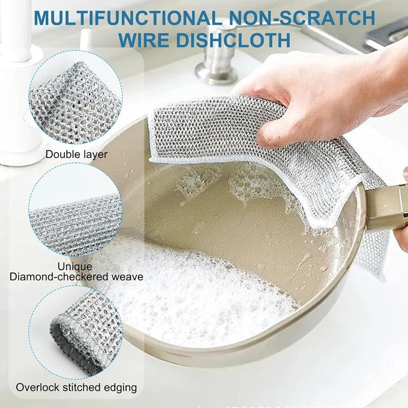 Thickened Double-Sided Metal Wire Rags | Kitchen Dish & Pot Scrubbing Cloths