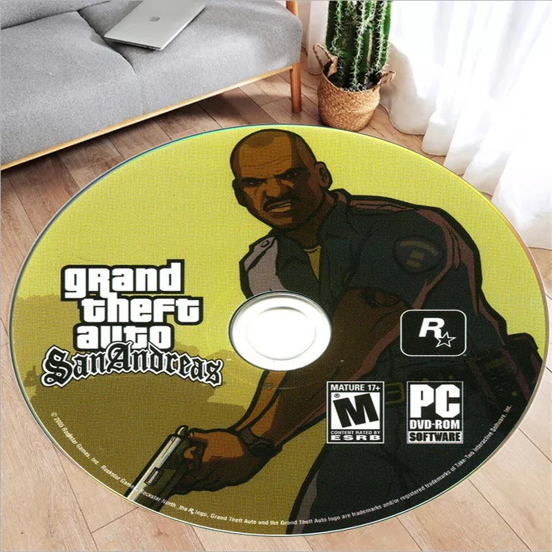 Cute Round CD Flannel Rug | Sofa Table Bedroom Floor Mat Home Decor