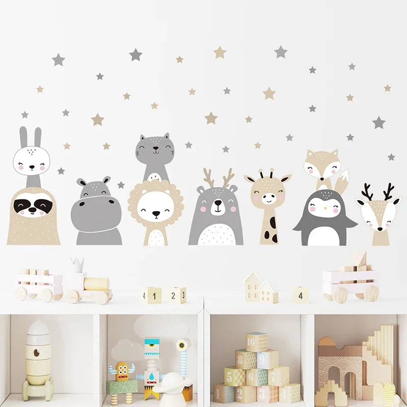 Cute Bear & Fox Africa Animal Wall Stickers | Nursery & Kids Room Home Decor