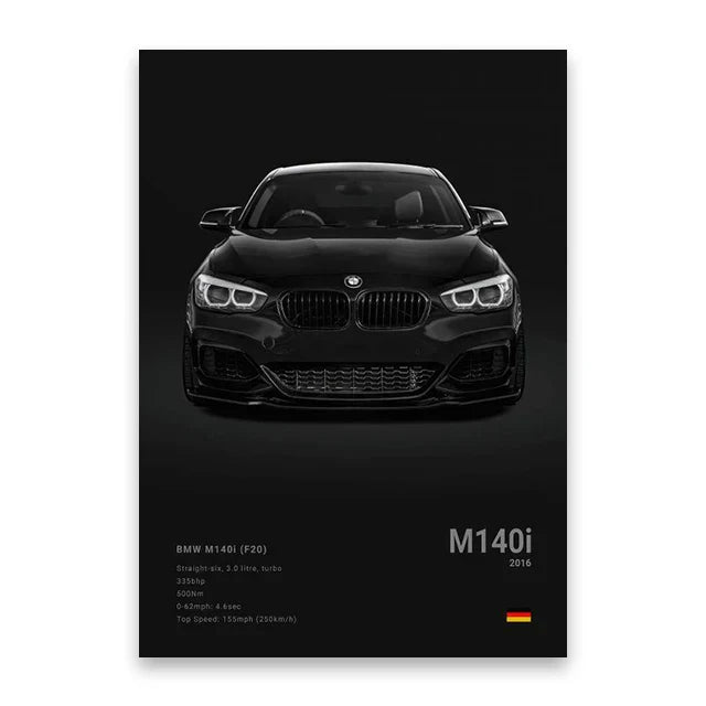 Modern Supercar Poster Set | Unframed Canvas Wall Art Print Birthday Gift
