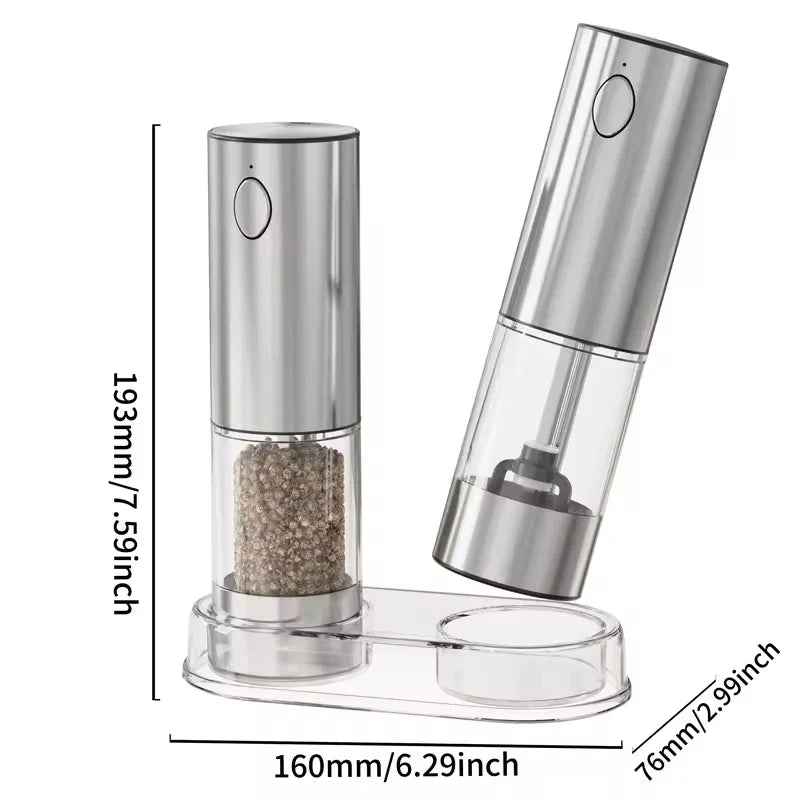 USB Rechargeable Automatic Salt & Pepper Grinder | Adjustable Coarseness