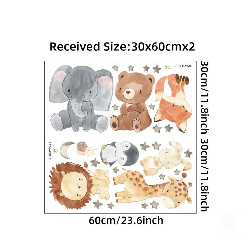 Cute Bear & Fox Africa Animal Wall Stickers | Nursery & Kids Room Home Decor