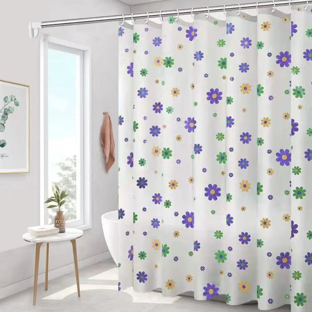 High Quality Mildew Proof Shower Curtain | Thickened Printed PEVA with Hooks