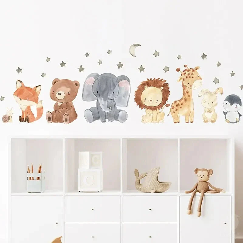 Cute Bear & Fox Africa Animal Wall Stickers | Nursery & Kids Room Home Decor