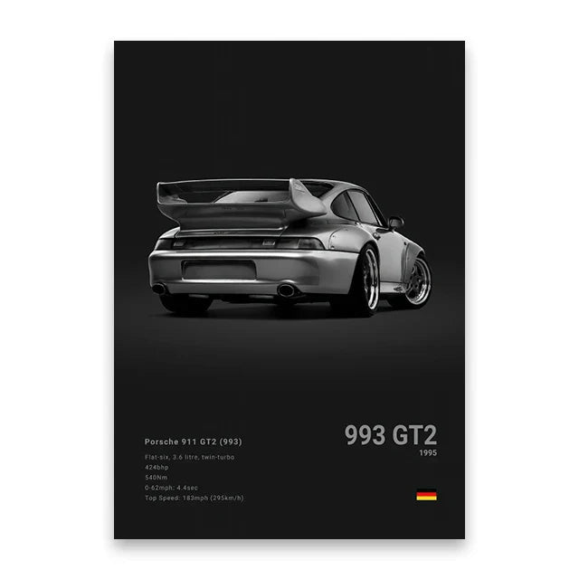 Modern Supercar Poster Set | Unframed Canvas Wall Art Print Birthday Gift
