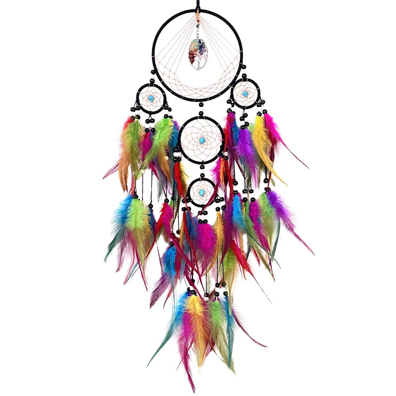 Tree of Life Dream Catcher | Natural Stone & Feather Wall Ornament Gift