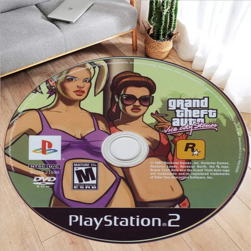 Cute Round CD Flannel Rug | Sofa Table Bedroom Floor Mat Home Decor