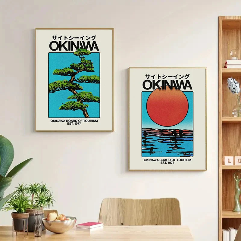 Japan Okinawa Green Willow Tree Canvas Poster | Abstract Wall Art Prints