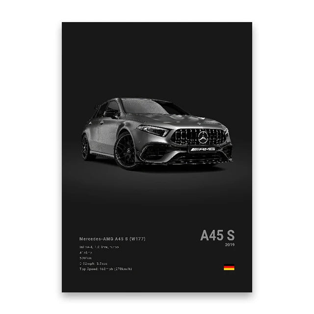 Modern Supercar Poster Set | Unframed Canvas Wall Art Print Birthday Gift