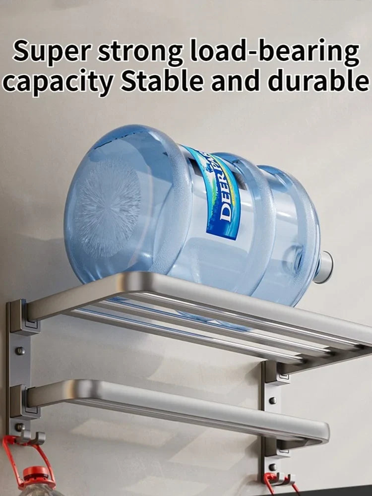 Thickened Grey/Black Bath Towel Rack | Wall Mount Space Aluminium Storage