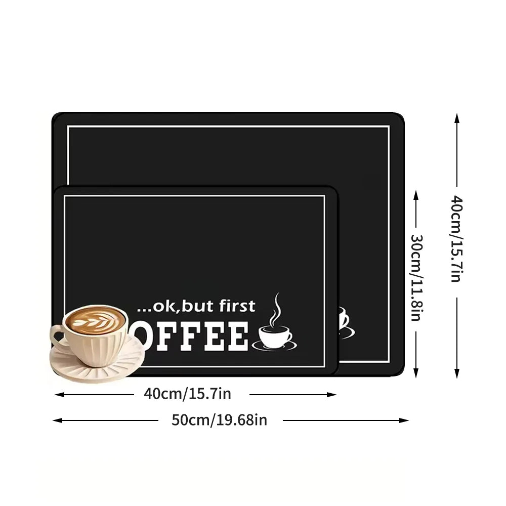 Kitchen Counter Coffee Machine Mat | Black Letter Print Quick-Drying Absorber