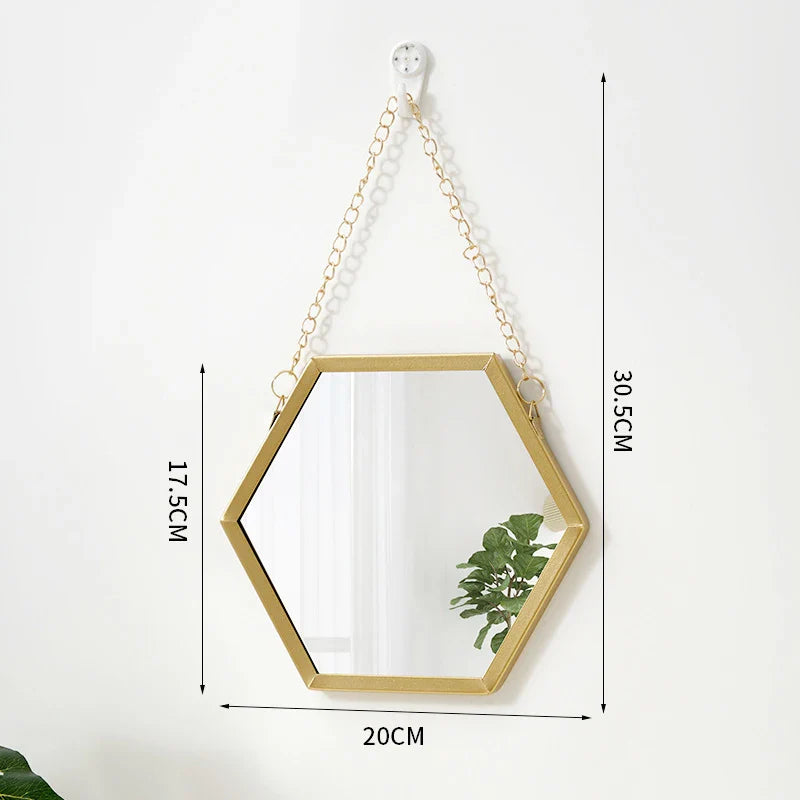 Hexagon Decorative Wall Mirror | Modern Makeup & Bathroom Cosmetic Mirror