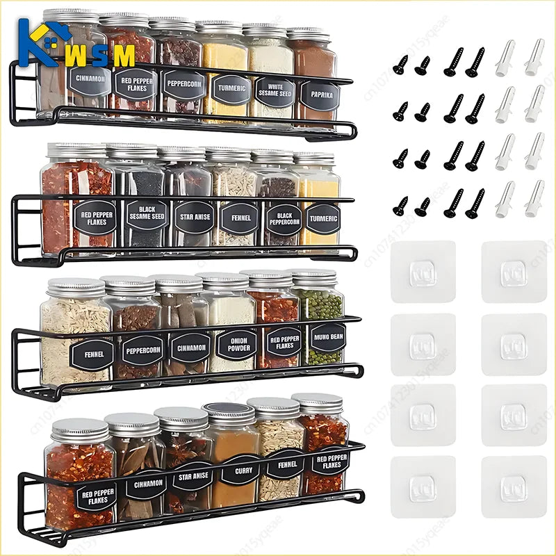 Modern Iron Storage Rack | Wall Mount Kitchen Spice & Bathroom Caddy