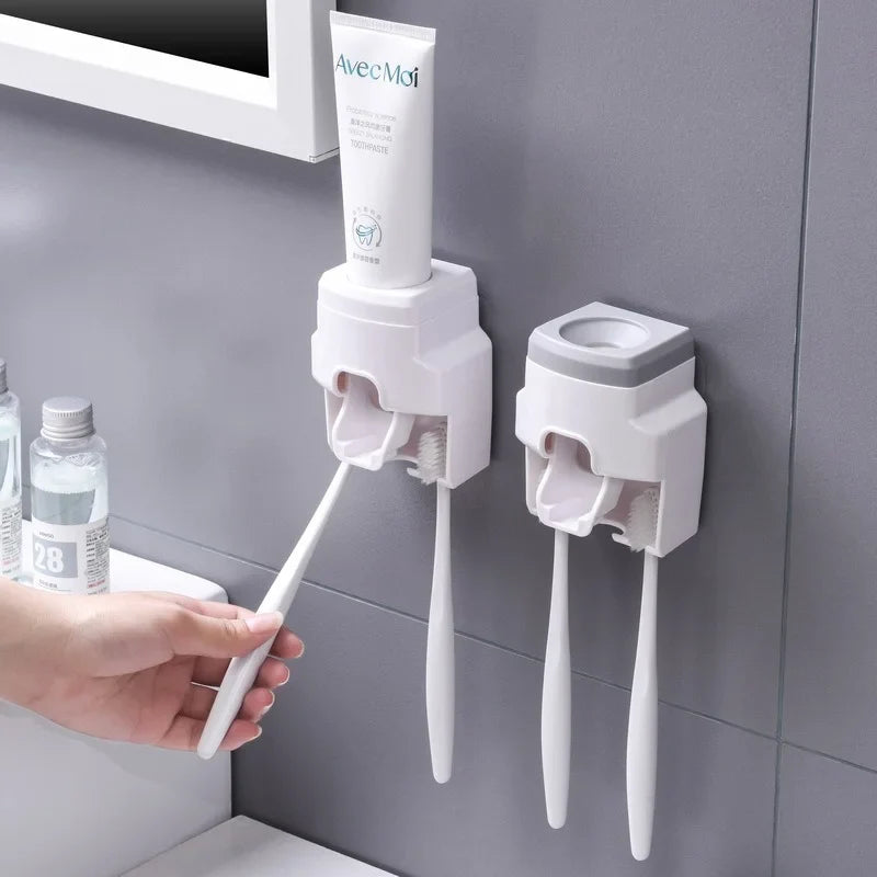 raceless Wall Mount Toothpaste Extruder | Automatic Dispenser & Holder Set